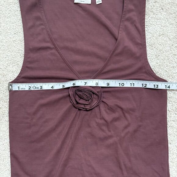 SOLD Aritzia Wilfred GoodLux Bloom Top Plum Purple Rose Rosette Slim Fit Tank S - Picture 11 of 13